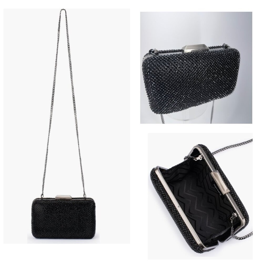 Olga Berg Clutch Ronny Cristal Mesh Black Mini Party Crossbody Purse